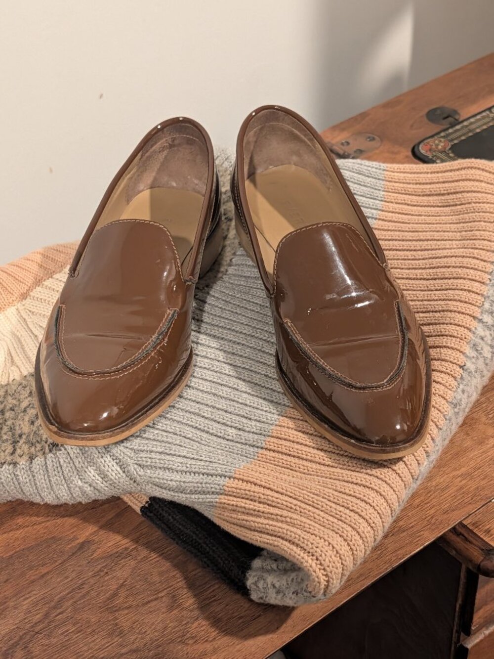 EVERLANE "The Modern Loafer" Brown Patent Leather Women's Shoes 9.5
